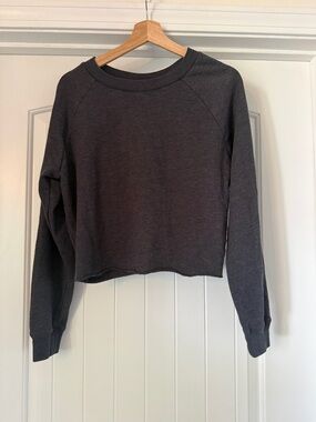 Victoria's Secret Dark Gray Cropped Crewneck Sweatshirt